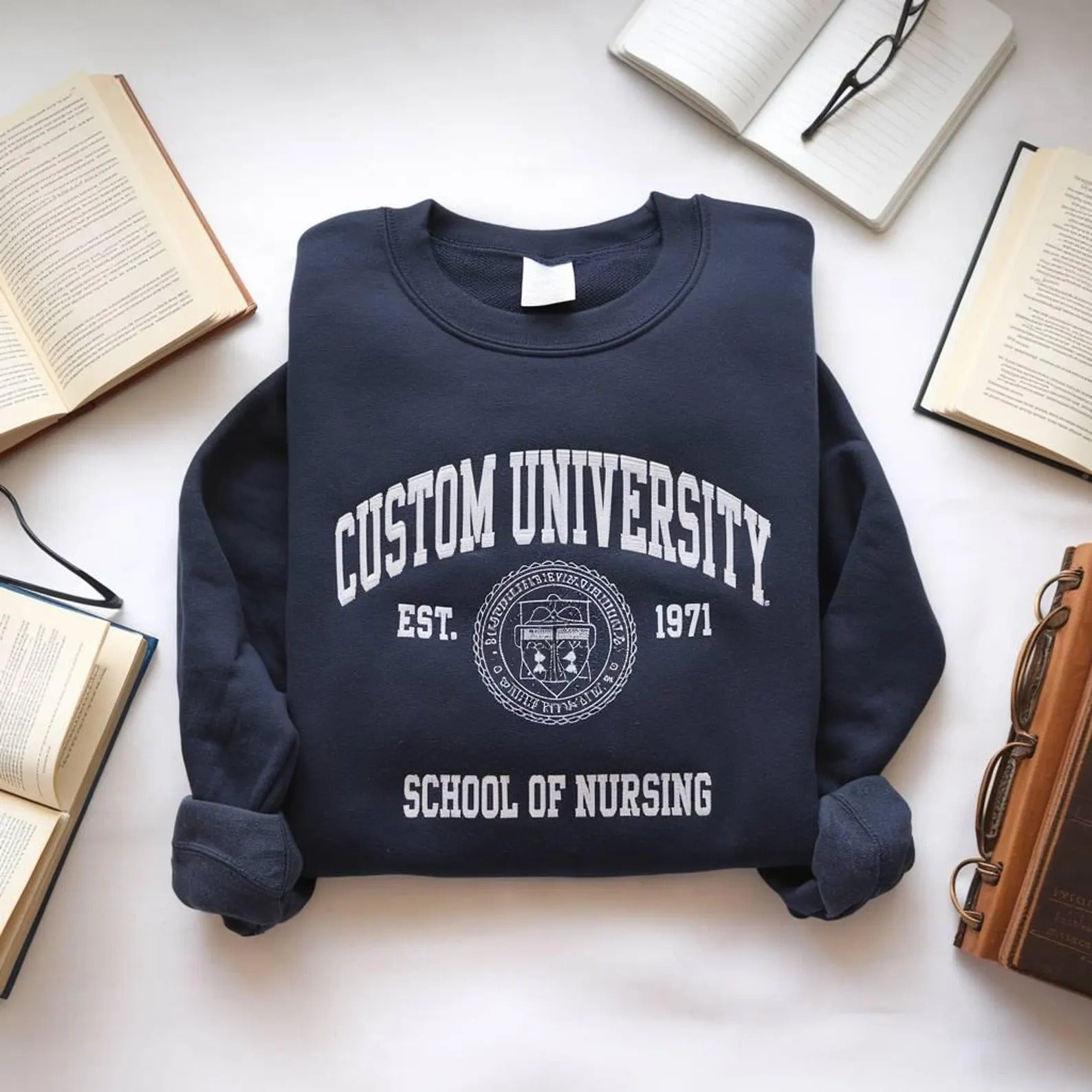 Custom University Sweatshirt, Custom College Embroidered Sweatshirt, University Sweatshirt, University College Sweatshirt Gift, High School Custom University Sweatshirt, Custom College Embroidered Sweatshirt, University Sweatshirt, University College Sweatshirt Gift, High School